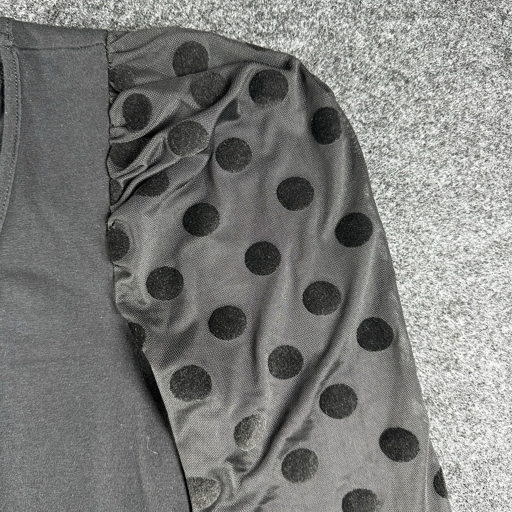 Kim & Cami Los Angeles Black Polka Dot Mesh Sleeve Square Neck Top XL - Picture 3 of 6